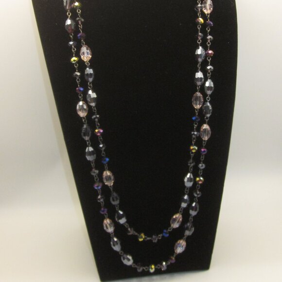 Joan Rivers Purple Glass Beaded Necklace Extra Long - Picture 1 of 3